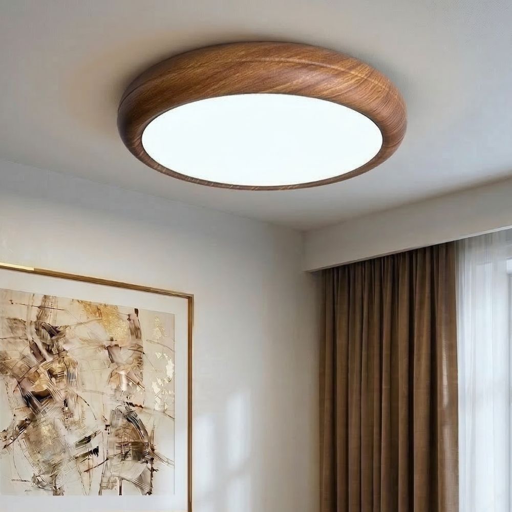 Lampa Sufitowa Drewniana Okrągła LED
