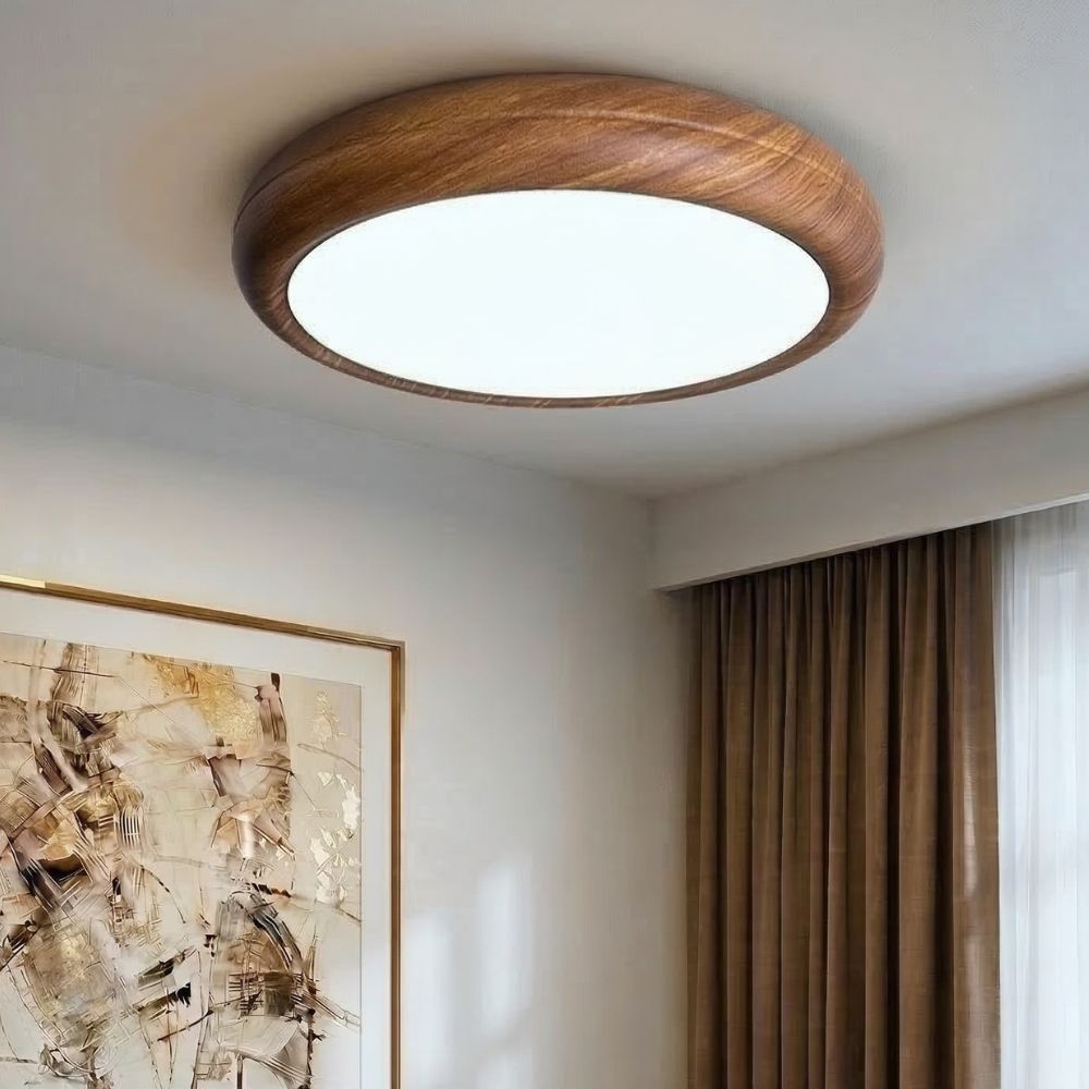 Lampa Sufitowa Drewniana Okrągła LED