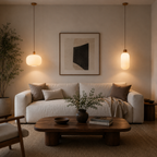 Minimalistyczna lampa wisząca o delikatnym blasku
