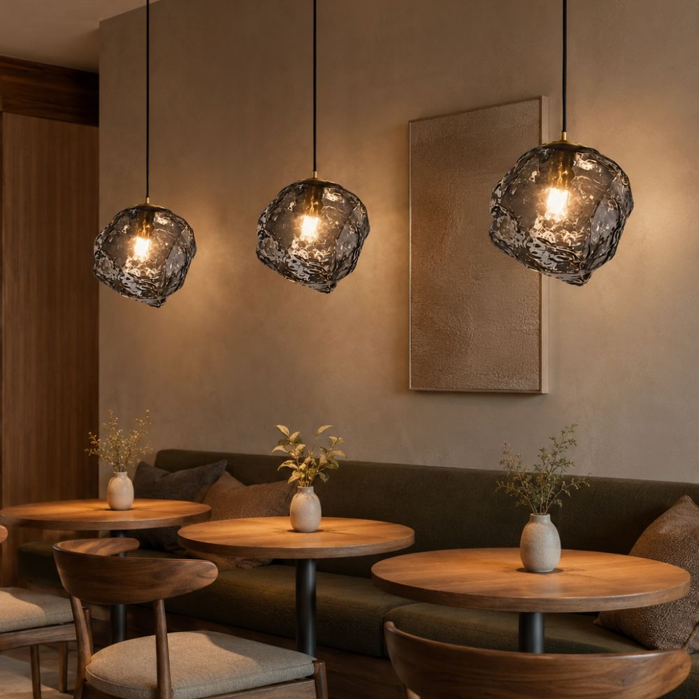 Lampa wisząca LED z teksturą kostki lodu