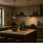 Retro ceramiczna lampa wisząca z miedzianymi akcentami
