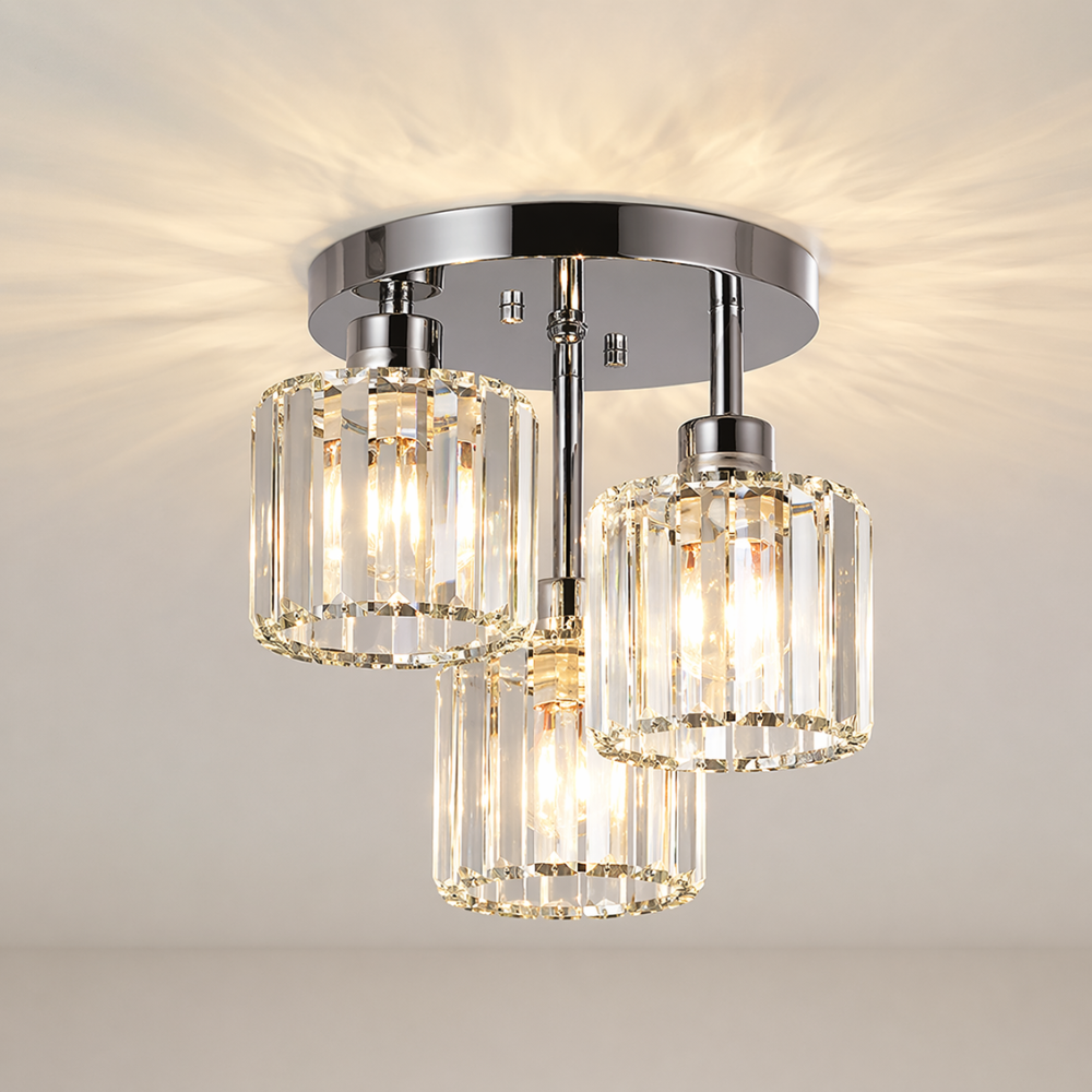Nowoczesna Lampa Sufitowa LED – 3 Żarówki, Kryształowy Design