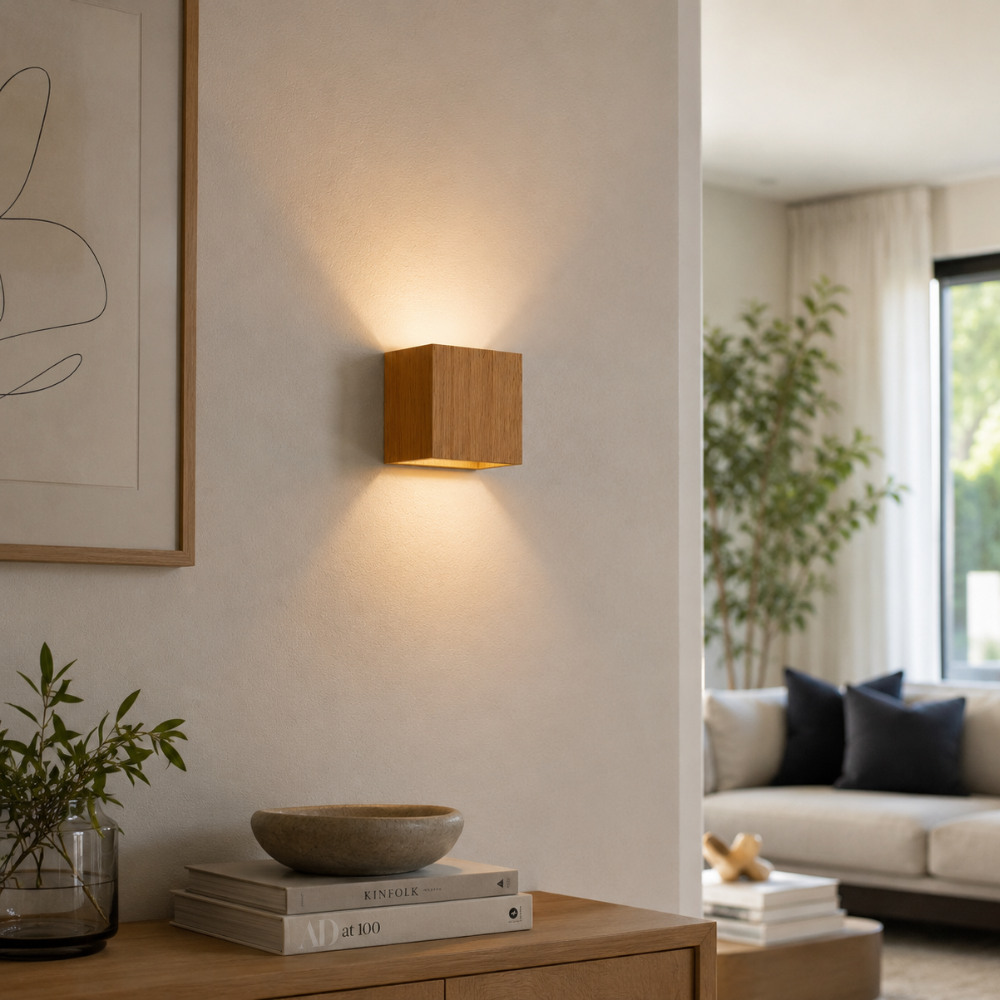 Klamka ścienna LED Nordic Wood Grain – naturalna faktura drewna