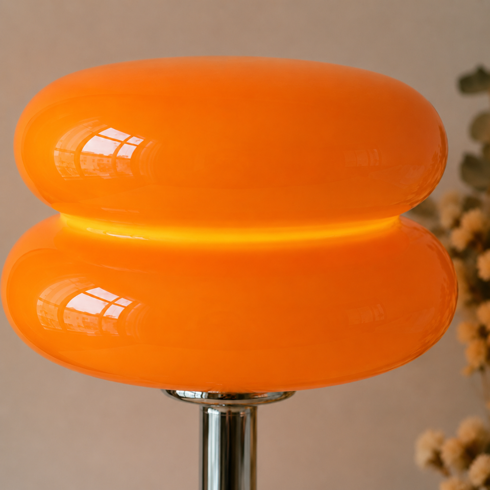 Szklana lampa stołowa Macaron – oświetlenie nastrojowe