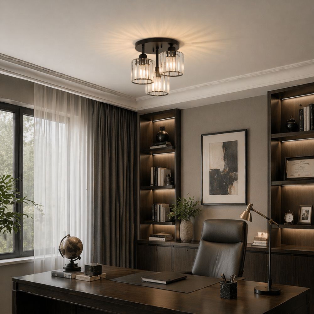 Nowoczesna Lampa Sufitowa LED – 3 Żarówki, Kryształowy Design
