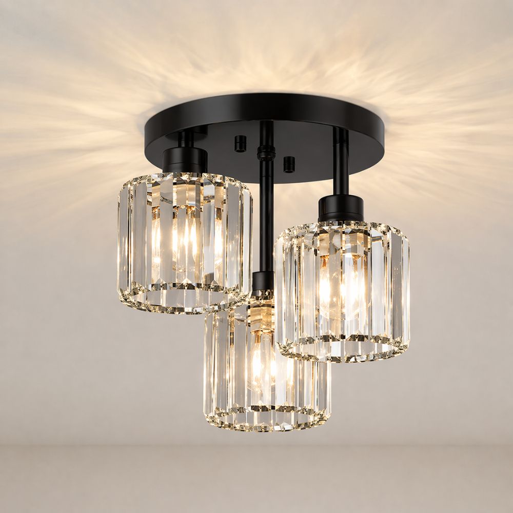 Nowoczesna Lampa Sufitowa LED – 3 Żarówki, Kryształowy Design