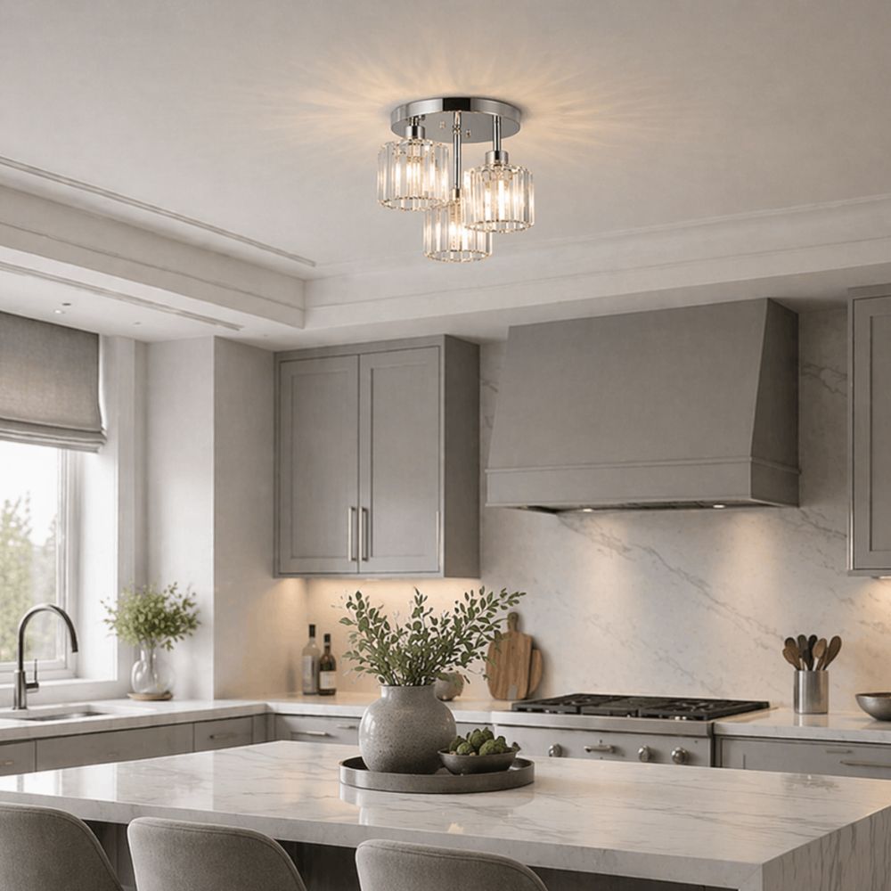 Nowoczesna Lampa Sufitowa LED – 3 Żarówki, Kryształowy Design