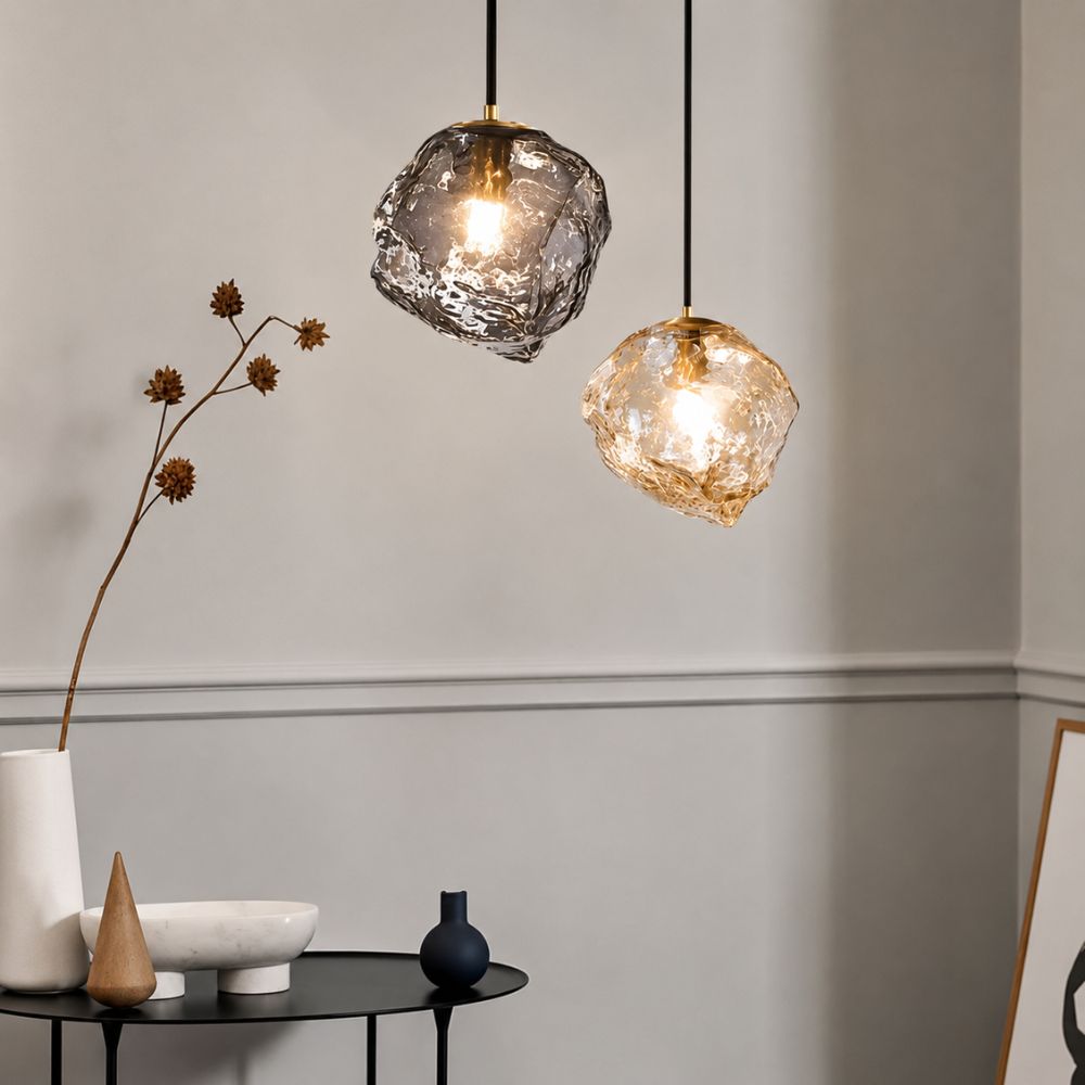 Lampa wisząca LED z teksturą kostki lodu