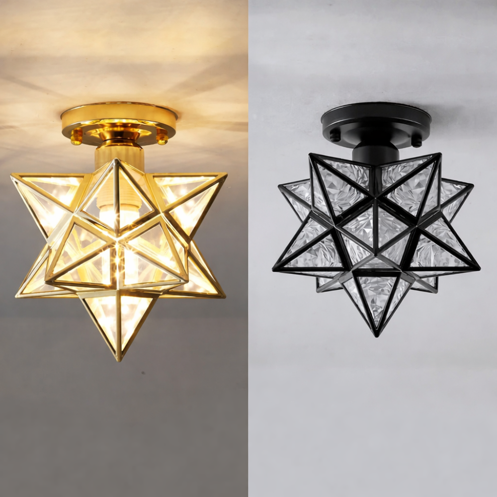Nowoczesna lampa sufitowa z szkła i metalu