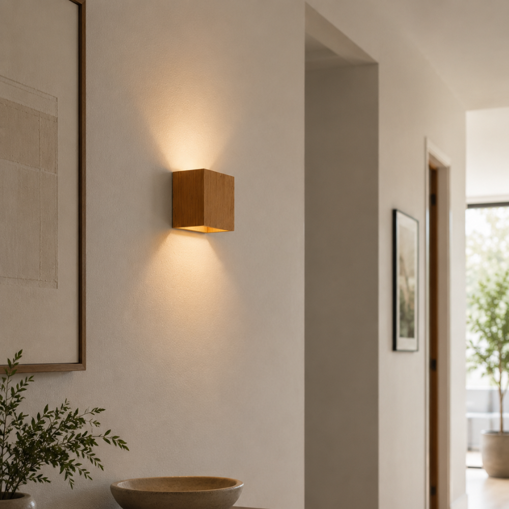 Klamka ścienna LED Nordic Wood Grain – naturalna faktura drewna