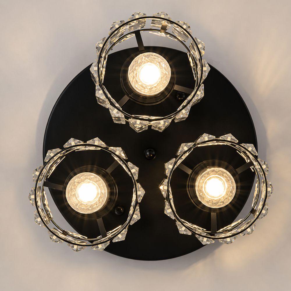 Nowoczesna Lampa Sufitowa LED – 3 Żarówki, Kryształowy Design
