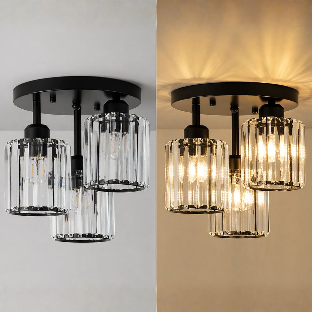 Nowoczesna Lampa Sufitowa LED – 3 Żarówki, Kryształowy Design