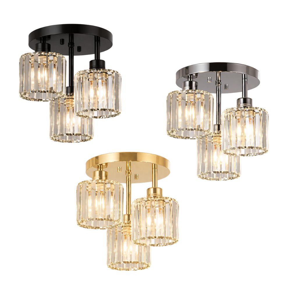 Nowoczesna Lampa Sufitowa LED – 3 Żarówki, Kryształowy Design