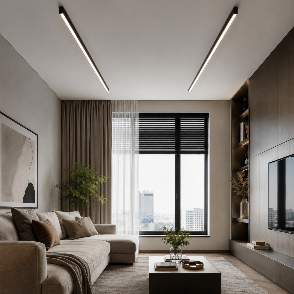 Ściemnialna liniowa lampa sufitowa led