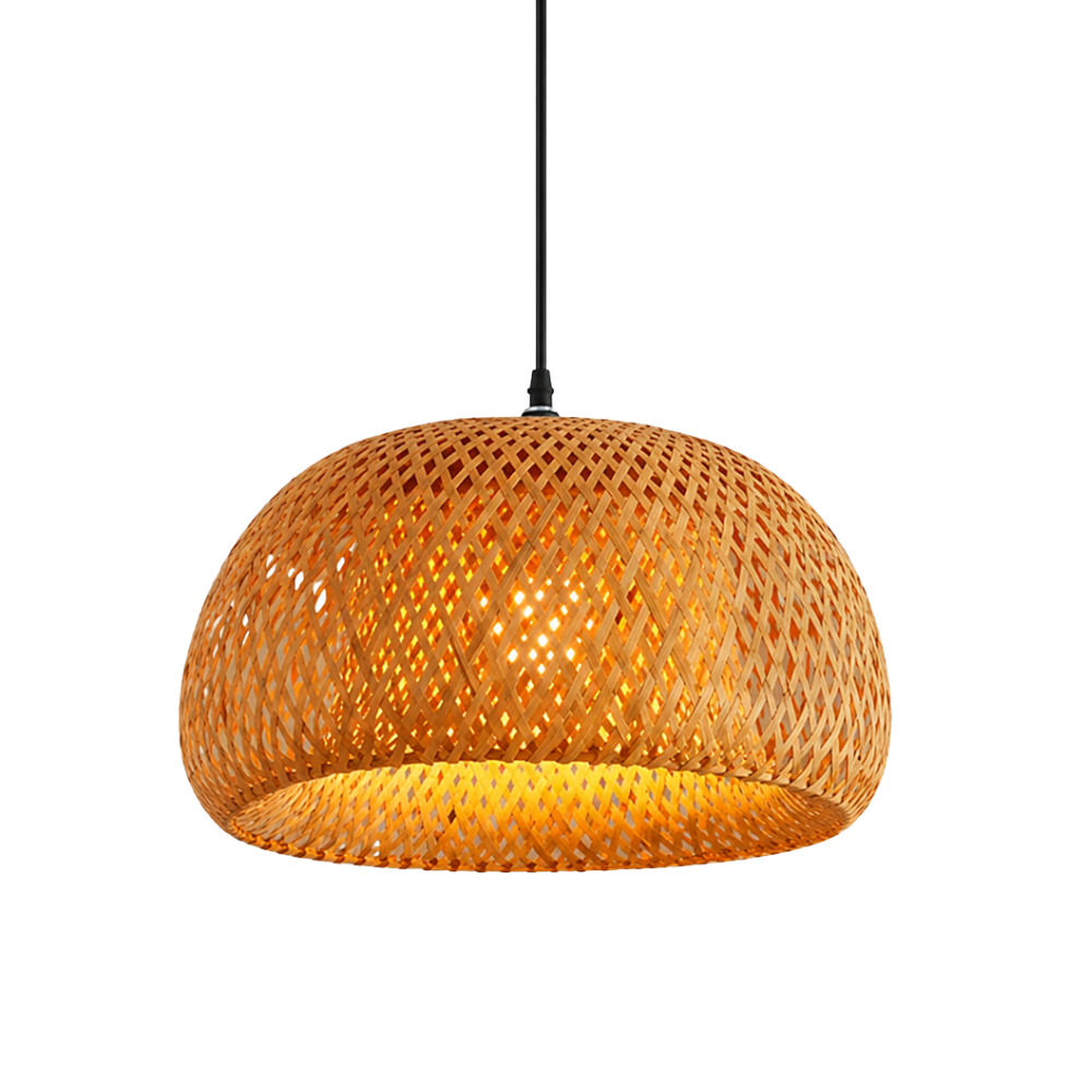 Ręcznie tkana bambusowa lampa wisząca w kształcie kopuły