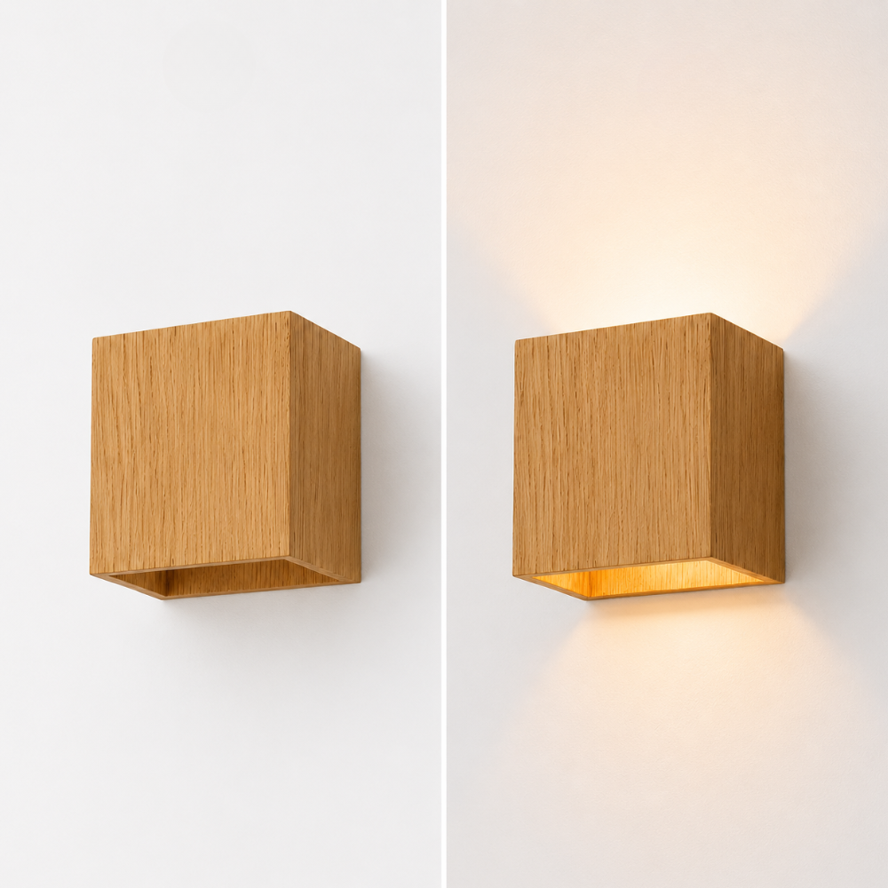 Klamka ścienna LED Nordic Wood Grain – naturalna faktura drewna