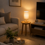 Nowoczesna minimalistyczna lampa stołowa z tkaniny