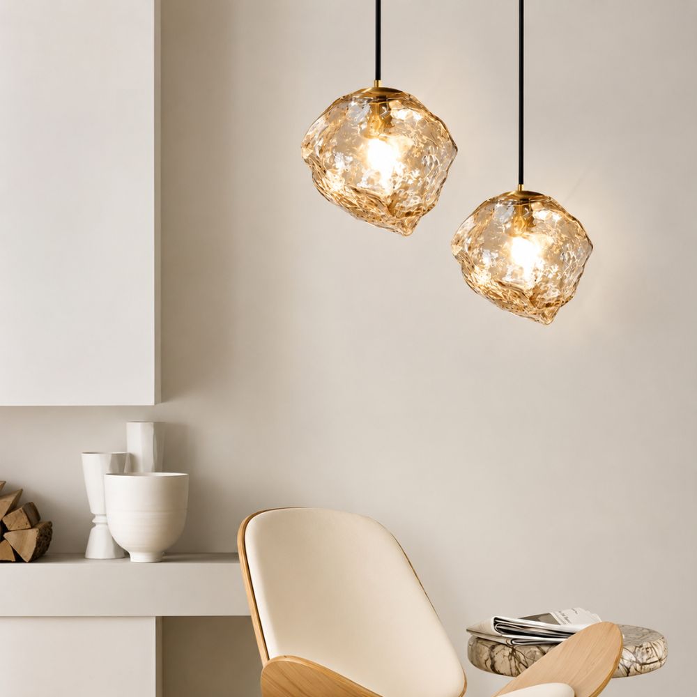 Lampa wisząca LED z teksturą kostki lodu