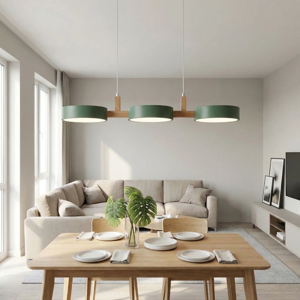 Nowoczesna drewniana lampa wisząca LED 3-punktowa
