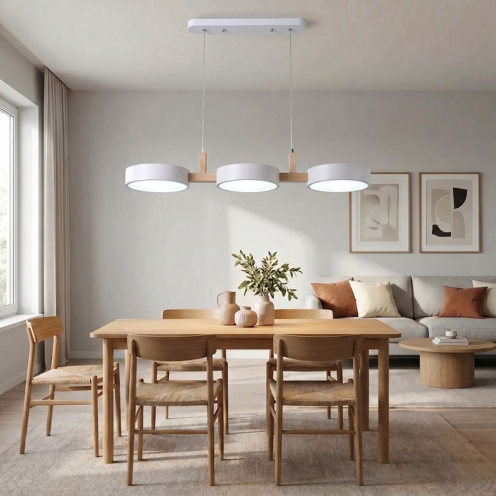 Nowoczesna drewniana lampa wisząca LED 3-punktowa