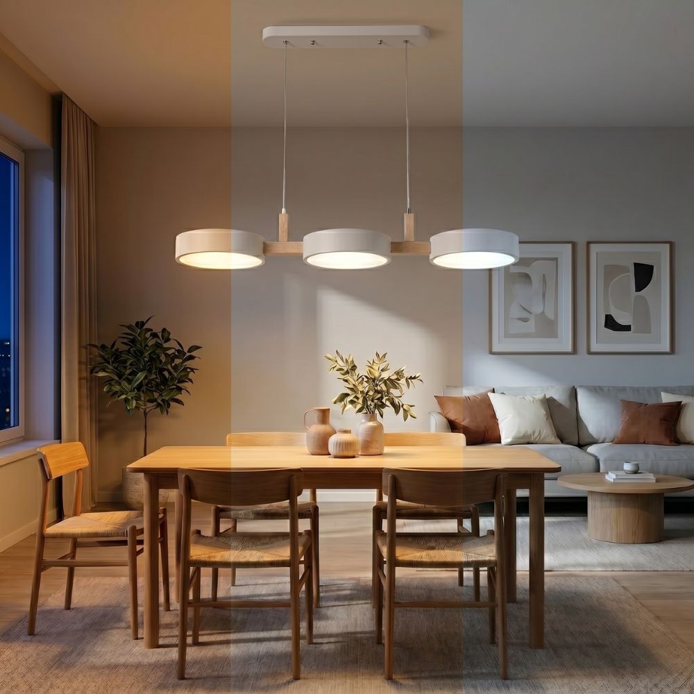 Nowoczesna drewniana lampa wisząca LED 3-punktowa