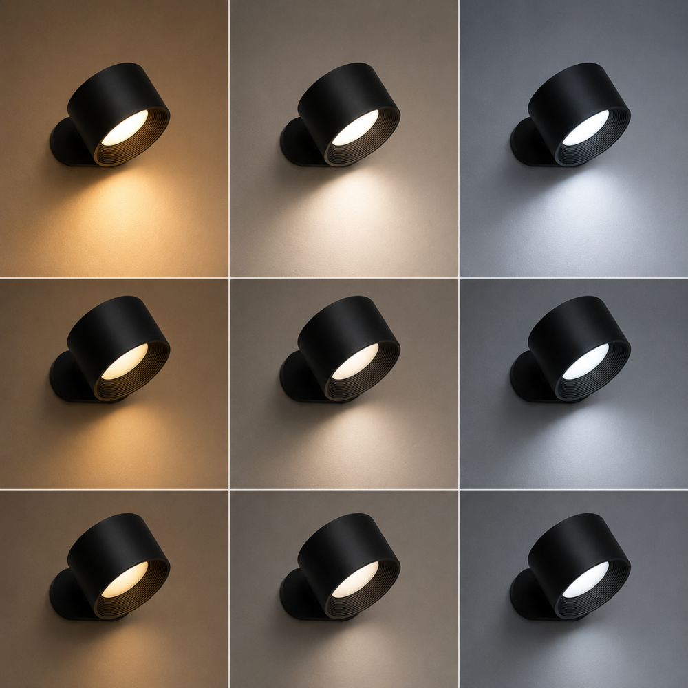 Magnetyczna kinkietowa lampa kulista z akumulatorem i uchwytem samoprzylepnym