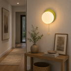 Nowoczesna minimalistyczna kinkietowa lampa kulista z przełącznikiem pociągowym
