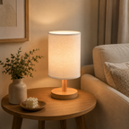 Nowoczesna minimalistyczna lampa stołowa z tkaniny