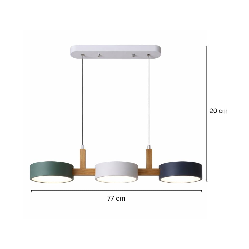 Nowoczesna drewniana lampa wisząca LED 3-punktowa
