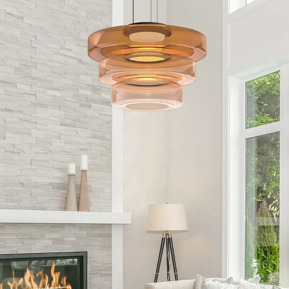 Nowoczesna warstwowa lampa wisząca szklana