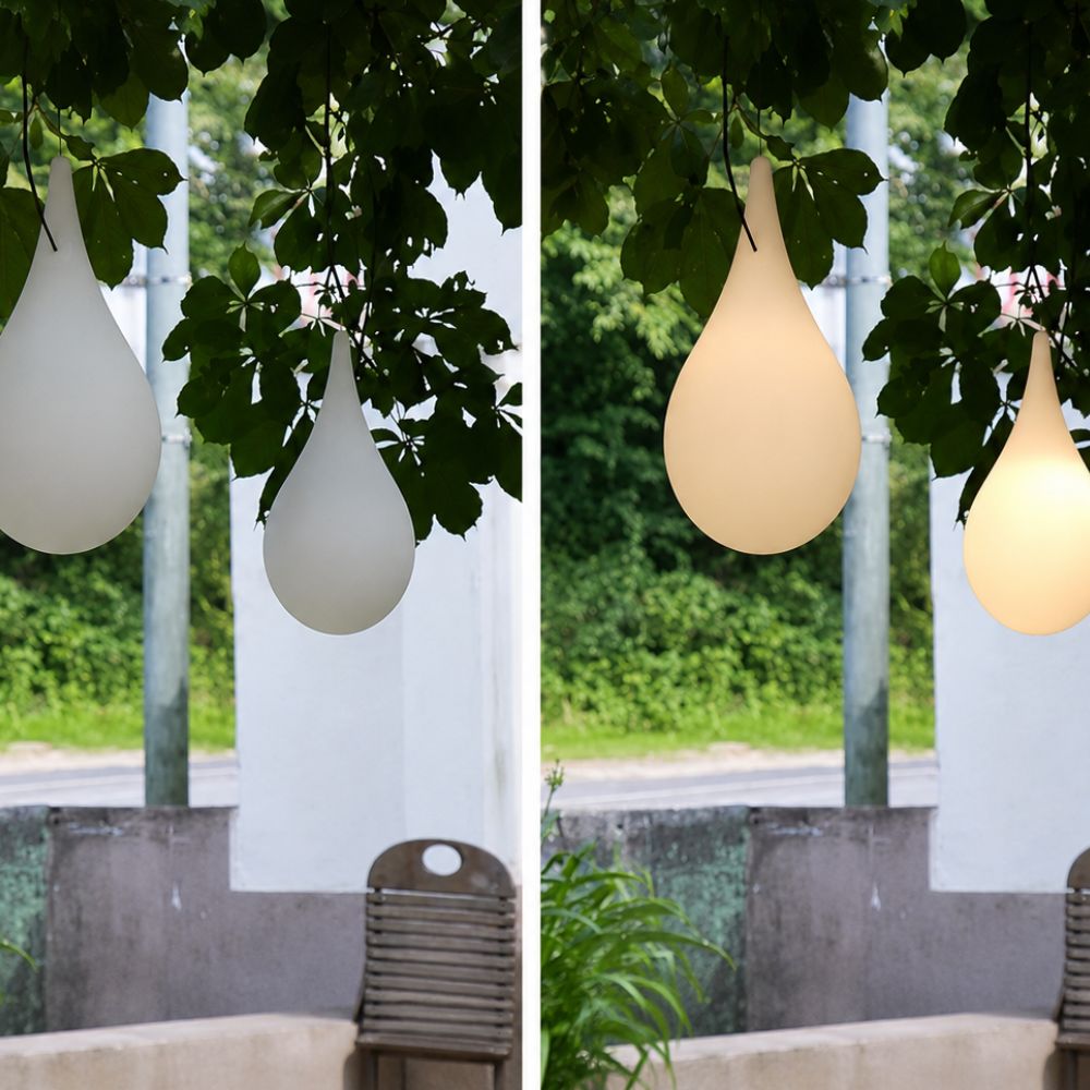 Zewnętrzna lampa kropla z ciepłym światłem