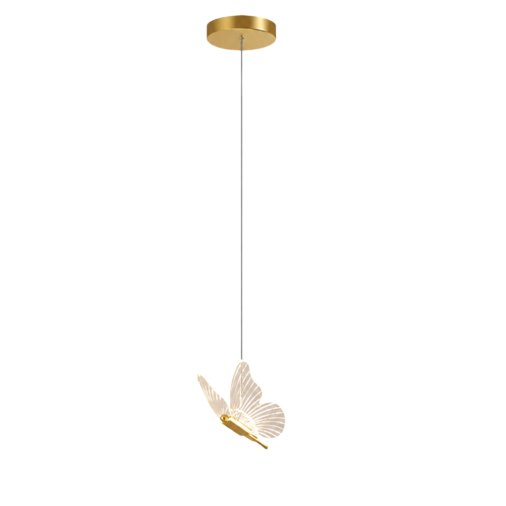 Motylkowa złota metalowa lampa wisząca