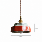 Retro ceramiczna lampa wisząca z miedzianymi akcentami