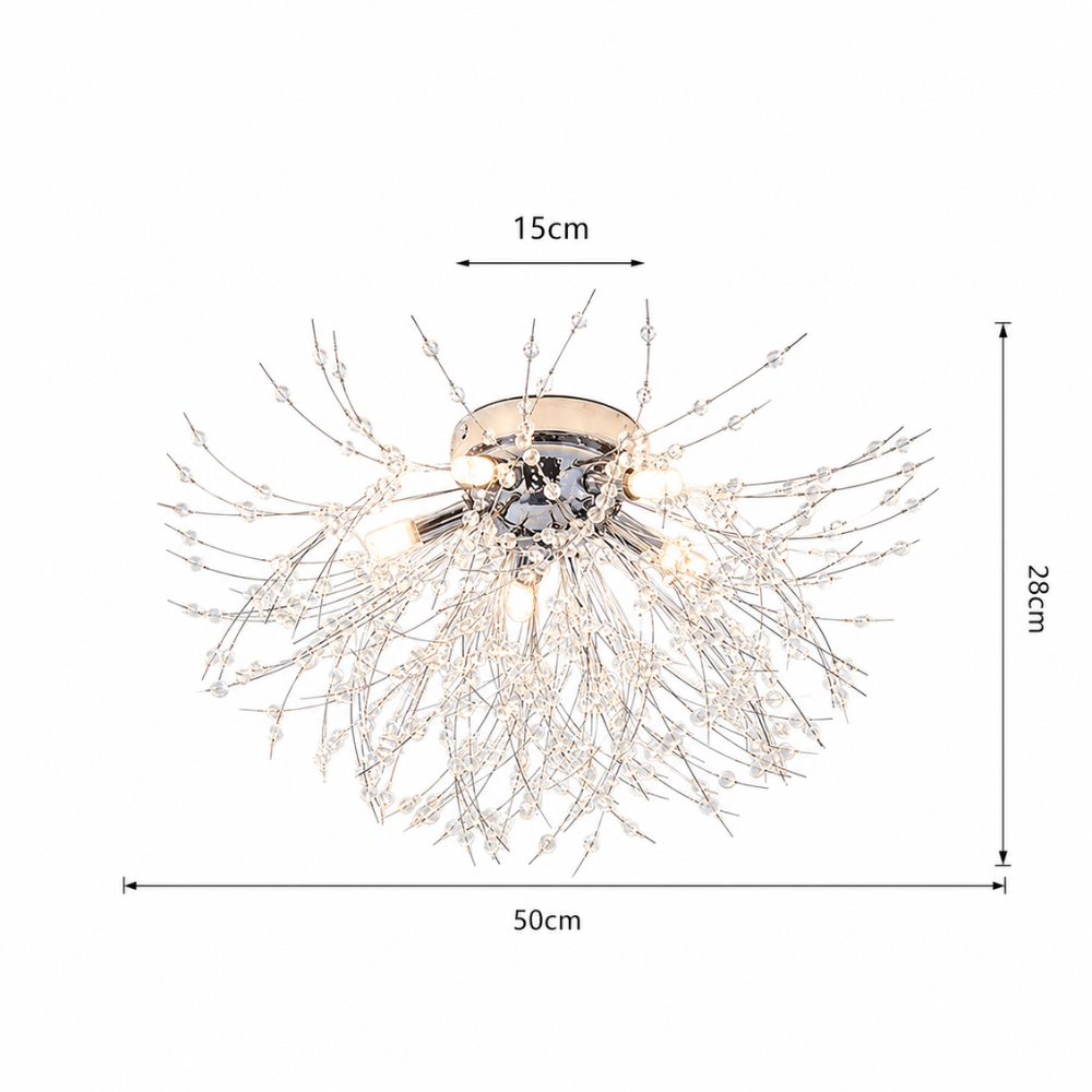 Lampa sufitowa Dandelion Crystal – nowoczesny żyrandol w stylu fajerwerków