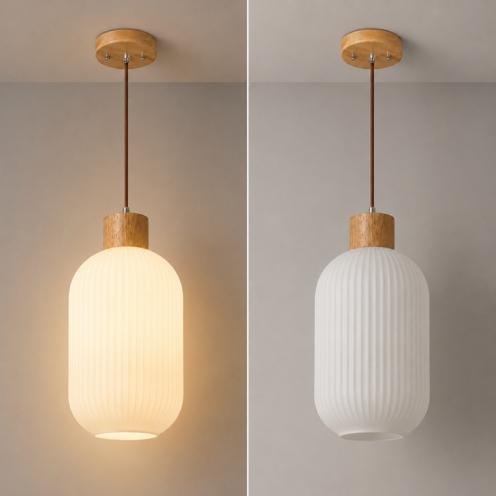 Minimalistyczna lampa wisząca o delikatnym blasku