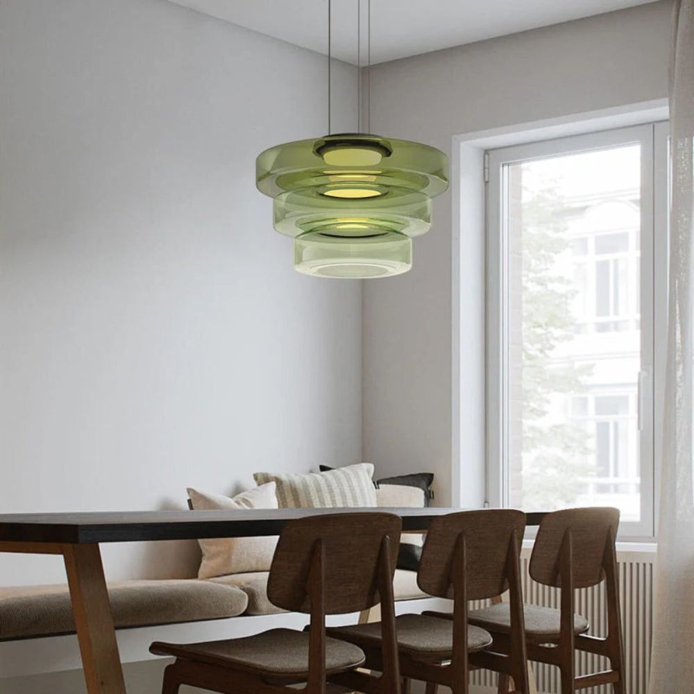 Nowoczesna warstwowa lampa wisząca szklana