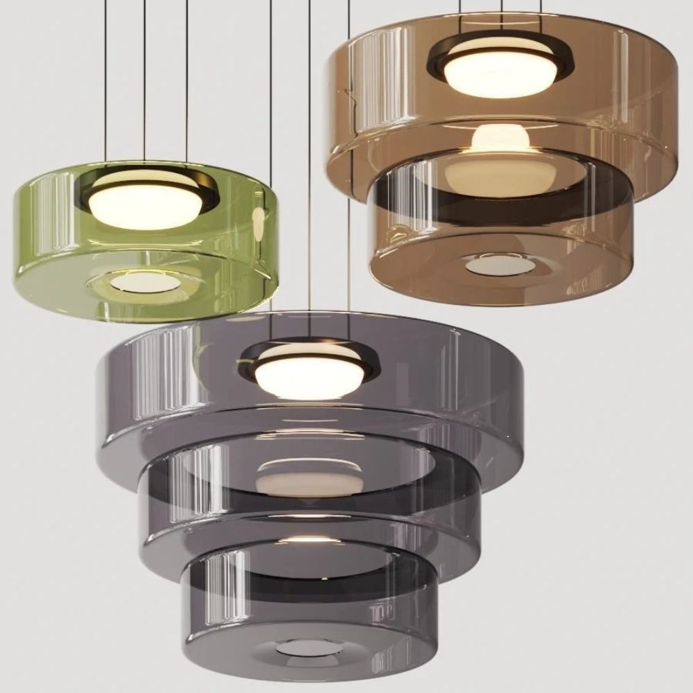Nowoczesna warstwowa lampa wisząca szklana