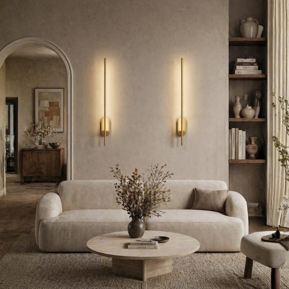 Minimalistyczna lampa ścienna LED góra dół złote wykończenie