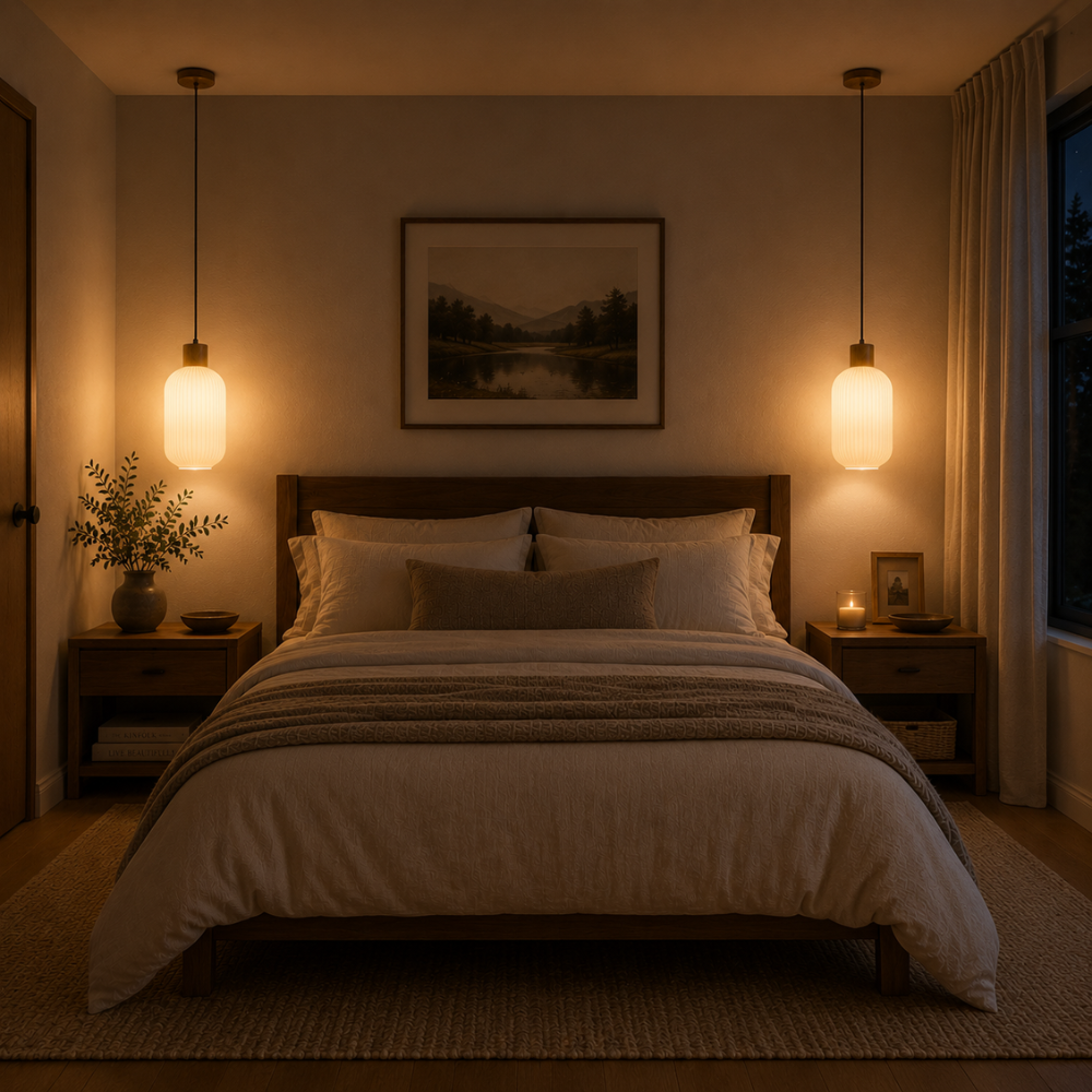 Minimalistyczna lampa wisząca o delikatnym blasku