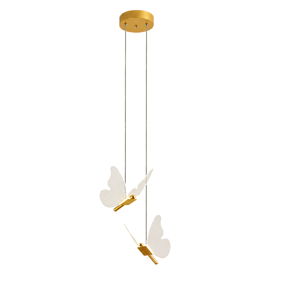 Motylkowa złota metalowa lampa wisząca