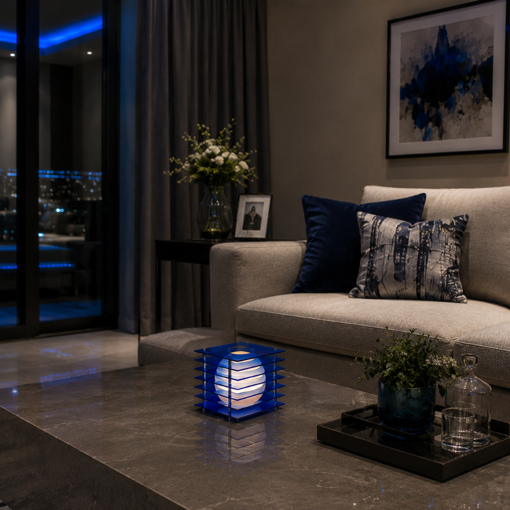 Lampa nastrojowa MoonCube z warstwowego akrylu