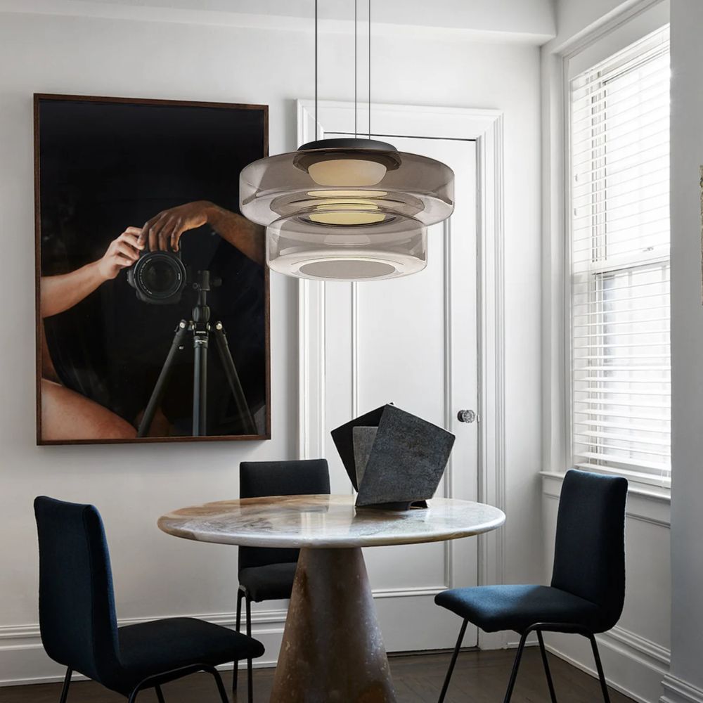 Nowoczesna warstwowa lampa wisząca szklana