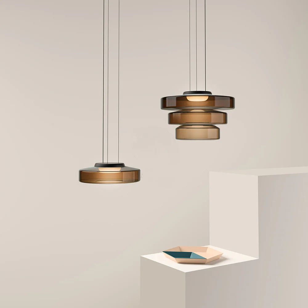 Nowoczesna warstwowa lampa wisząca szklana