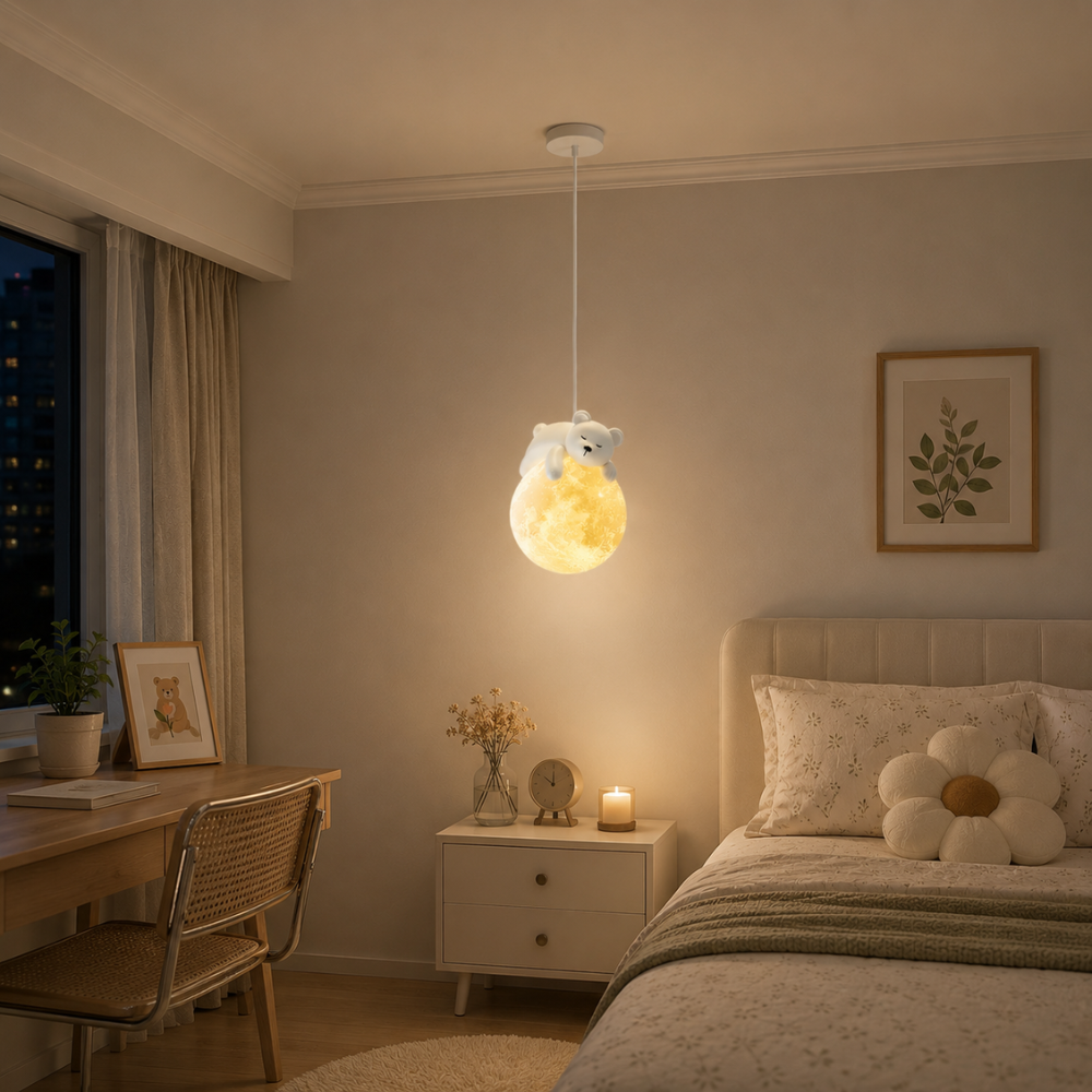Fantazyjna przytulna lampa wisząca z podświetleniem