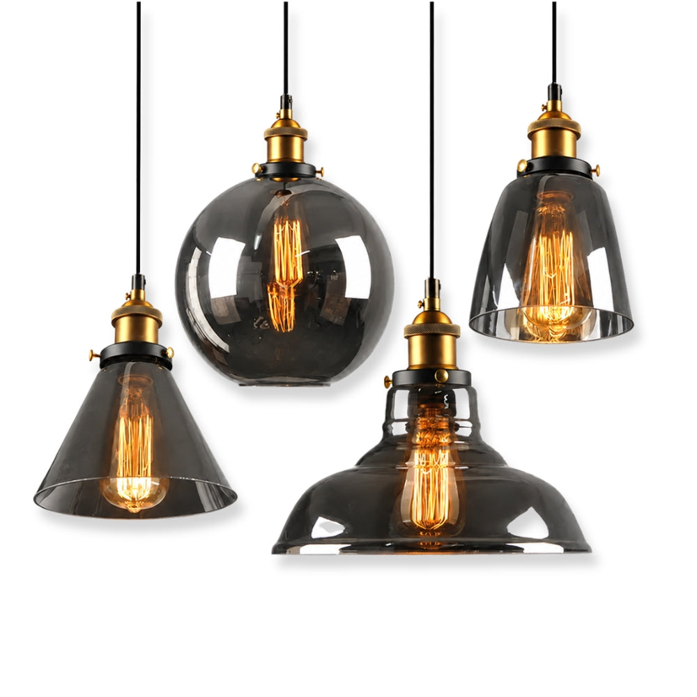 Lampa wisząca z dymionego szkła E27