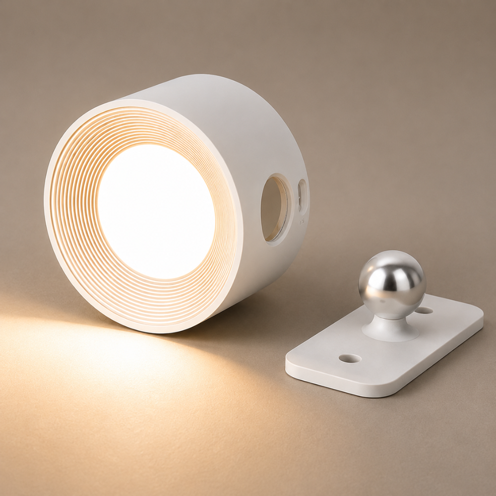 Magnetyczna kinkietowa lampa kulista z akumulatorem i uchwytem samoprzylepnym
