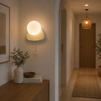 Nowoczesna minimalistyczna kinkietowa lampa kulista z przełącznikiem pociągowym