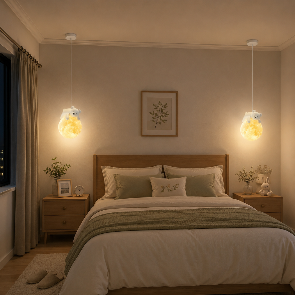 Fantazyjna przytulna lampa wisząca z podświetleniem