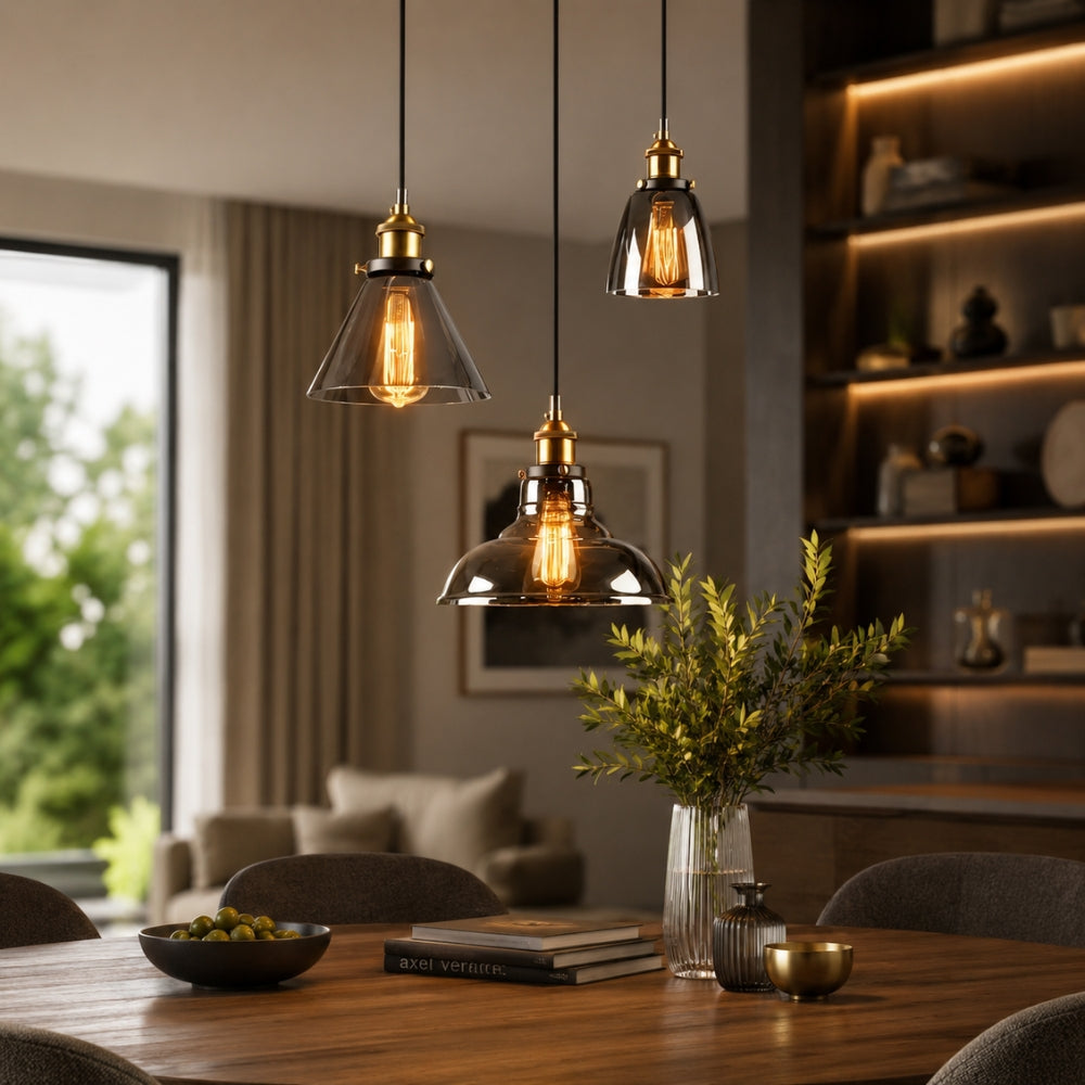 Lampa wisząca z dymionego szkła E27