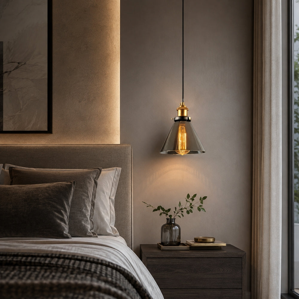 Lampa wisząca z dymionego szkła E27